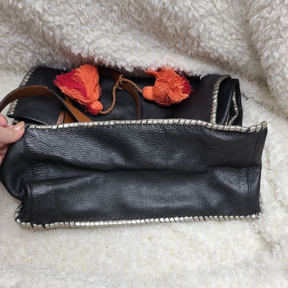 Lucky Brand Leather Whipstitch‎ Shopping Tote with Tassels - Picture 7 of 10